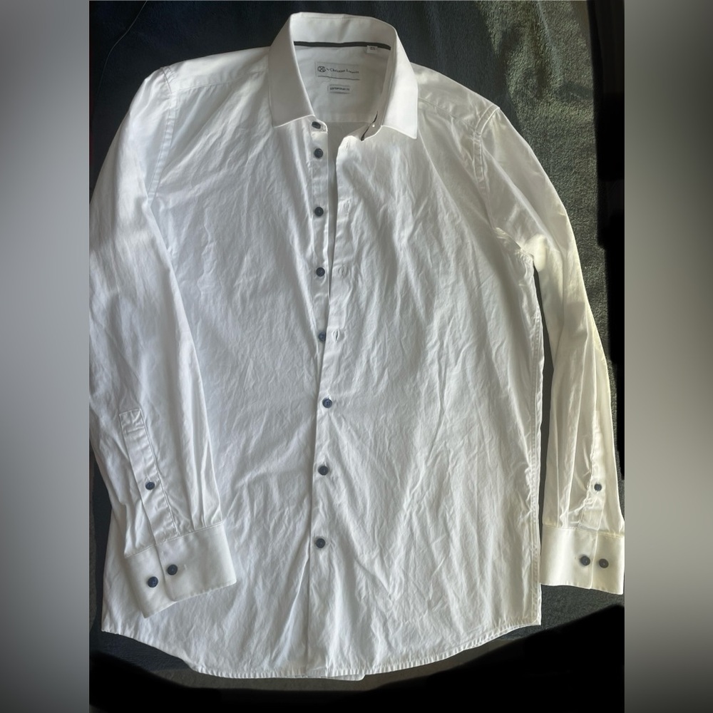 Christian Lacroix Crisp White Men's Dress Shirt with Dark Buttons